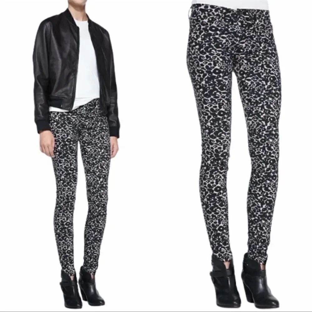 rag & bone Amoeba Skinny Printed Leopard Mid Rise Jeans 27